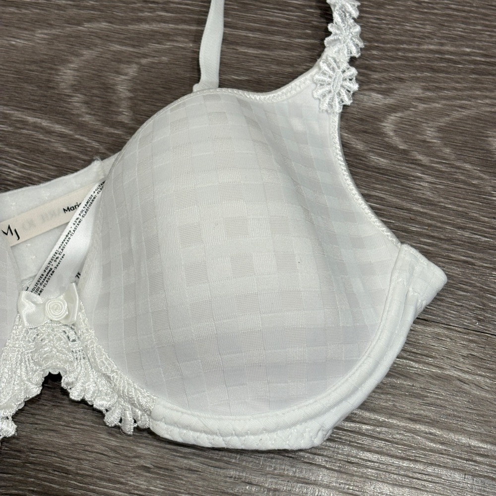 Marie Jo Avero Heartshape Bra Natural White Gingham Daisy Straps 36B Underwire - Picture 4 of 15